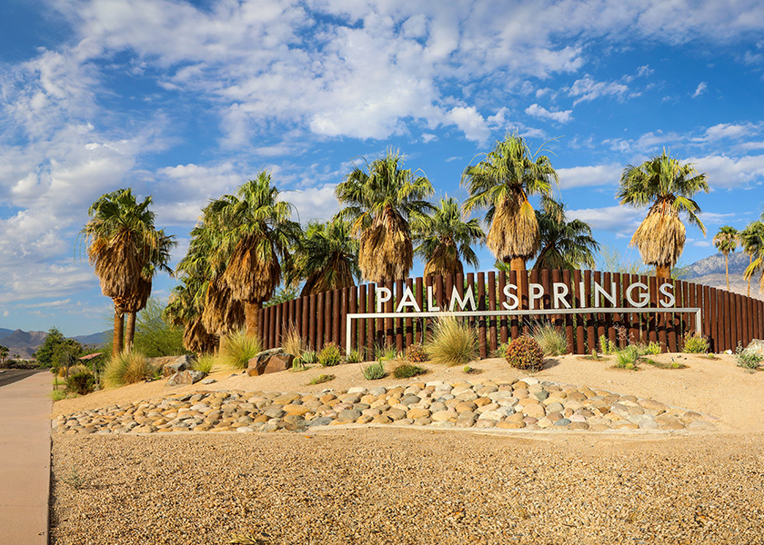 Palm Springs welcome sign on the edge of town
