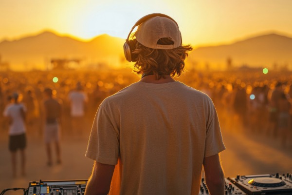 festival season in indio near vista mirage resort dj at sunset