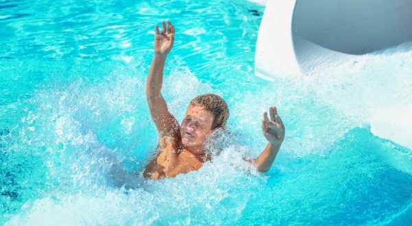 boy on waterslide